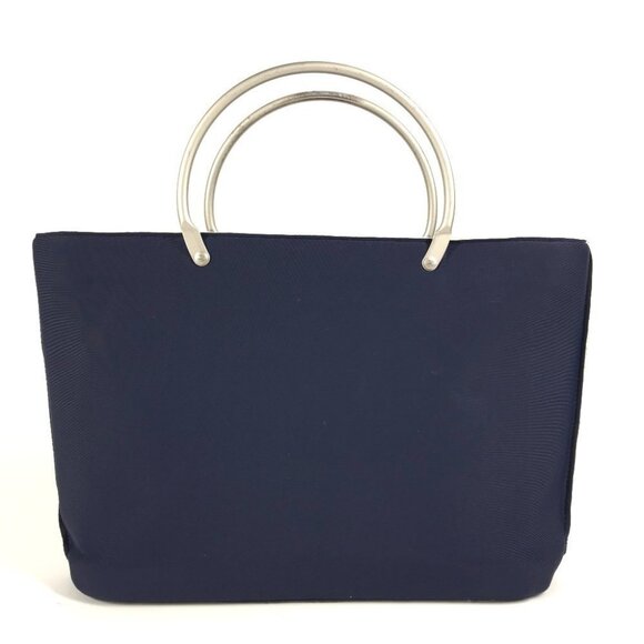 CHANEL Bag Tote Bag Hand Bag polyamide Navy/Silver - Picture 1 of 16